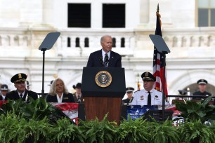 President Joe Biden delivers remarks at the National Peace Officers Memorial Service at the U.S. Capitol on May 15, 2024 in Washington, DC.