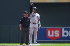 Gleyber Torres celebrates during the Yankees' win over the Twins on May 16, 2024. 