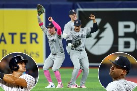 Alex Verdugo, Aaron Judge and Juan Soto celebrate a Yankees win; Jasson Dominguez; Luis Gil